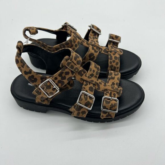 Treasure & Bond Shoes Kids' Nwob Gabrielle Strappy Sandal In Tan Leopard Print - Picture 2 of 6